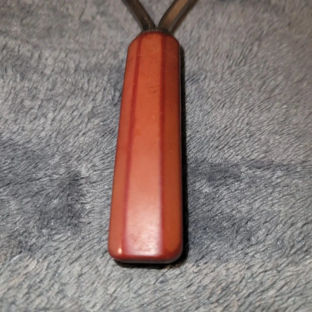 Vintage Englishtown Stainless Steel‎ Potato Masher Bakelite Red Handle 8.25